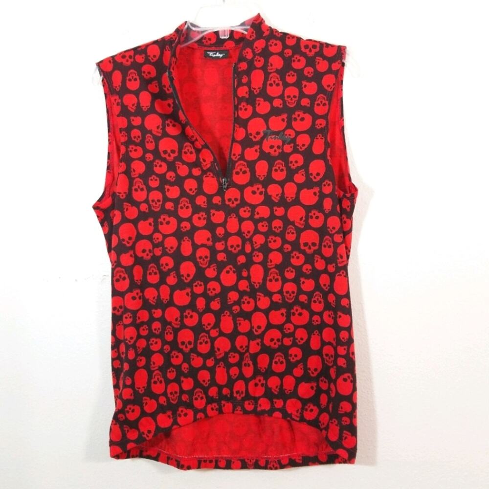 Tinley biking top bicycling red skull shirt M